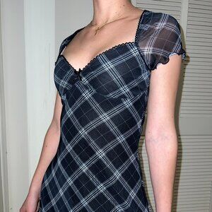 Black and White Plaid Mini Dress by DIVIDED